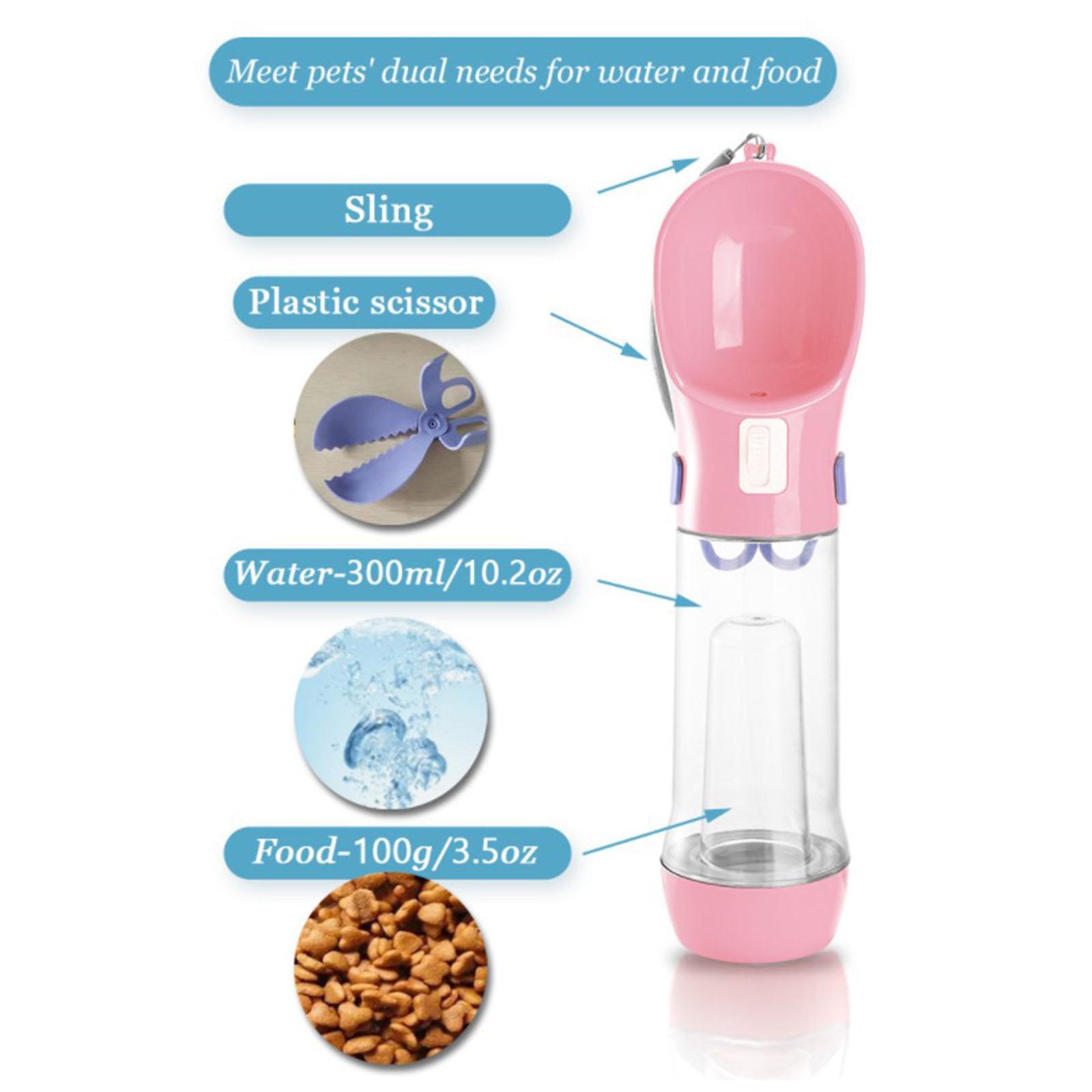 10oz Dog Travel Water Bottle Dog Travel Water Bottle with Food Container for Outdoor Hiking