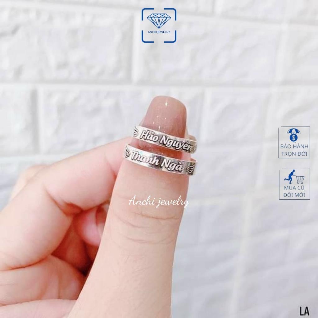 Nhẫn đôi nam nữ khắc tên bạc thật trơn đơn giản - Anchi jewelry, Quà 8 3