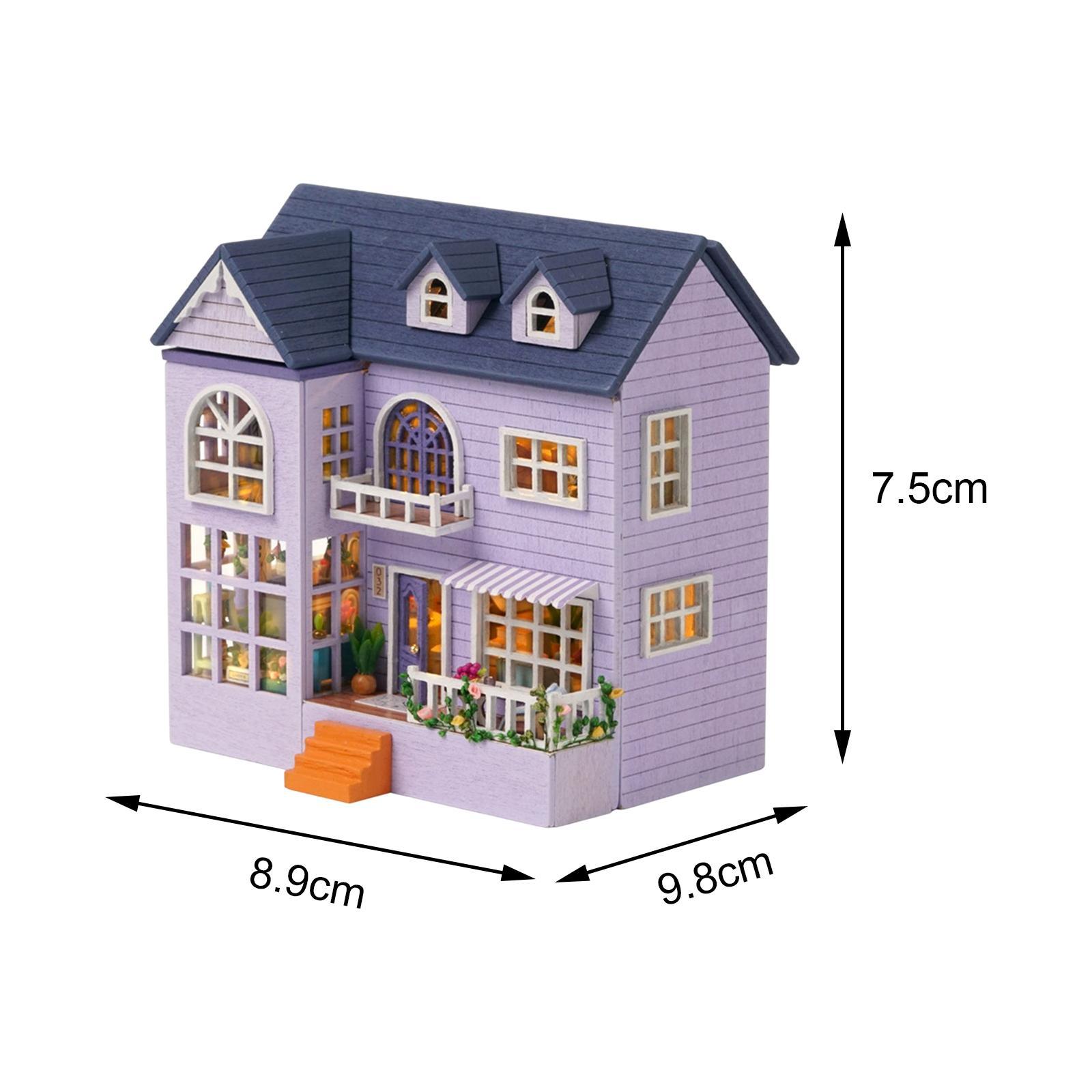 2pcs Miniature Wooden Dollhouse DIY Kit 3d Wooden Puzzle Valentine's Gift
