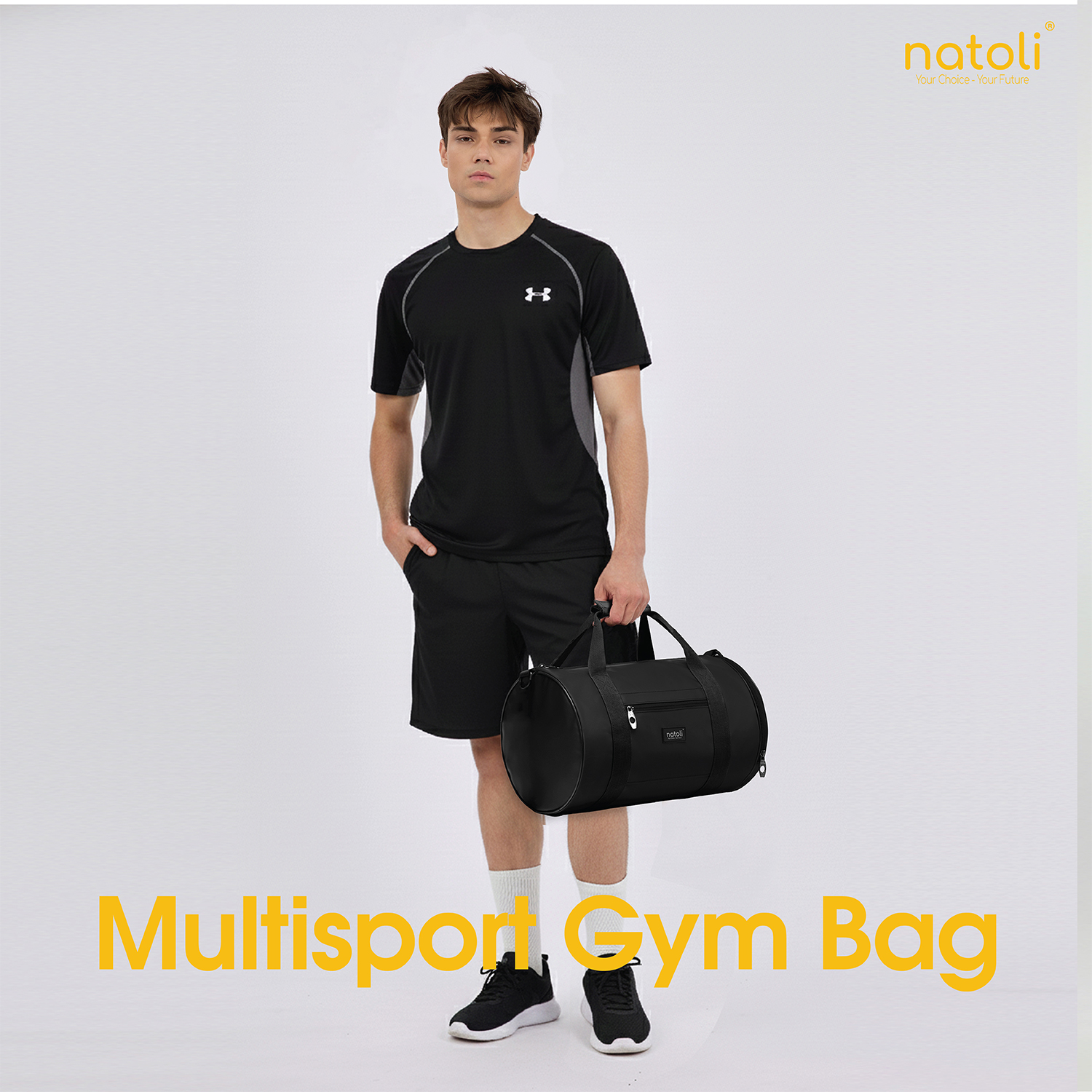 Túi trống thể thao, túi tập gym mini NATOLI đựng đồ tập gym nam nữ cao cấp BST Multisport Gym Bag T33