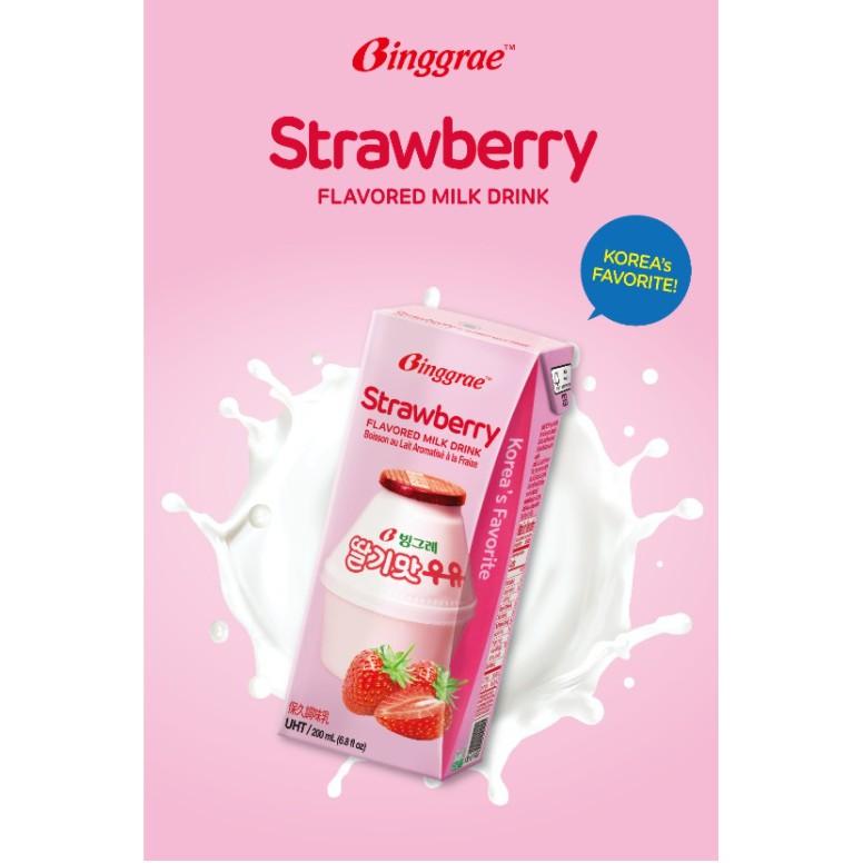 Thùng Sữa Dâu Hàn Quốc Binggrae Strawberry Milk (200ml x 24 hộp)