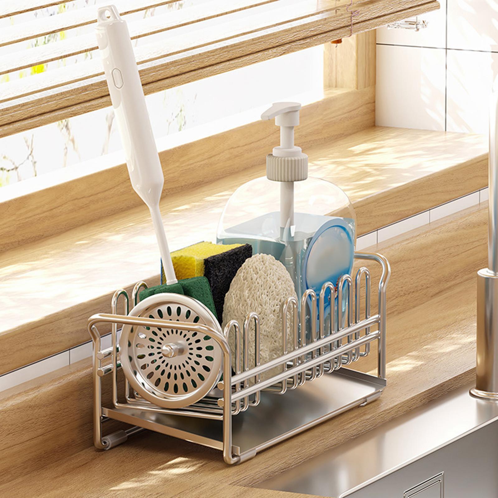 Sink Caddy Drain Holder Kitchen Organizer Soap Caddy Dish Rack Countertop