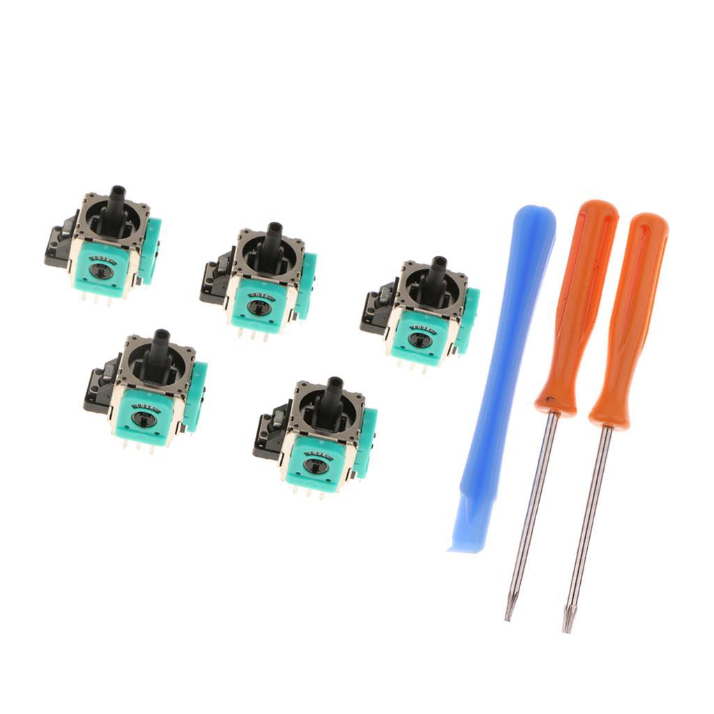 3D Controller Joystick Axis Analog Sensor Module & ThumbStick + 3 in 1 Open Tool T8H T6 Screwdrivers for Xbox One - 5 x Replace Rocker