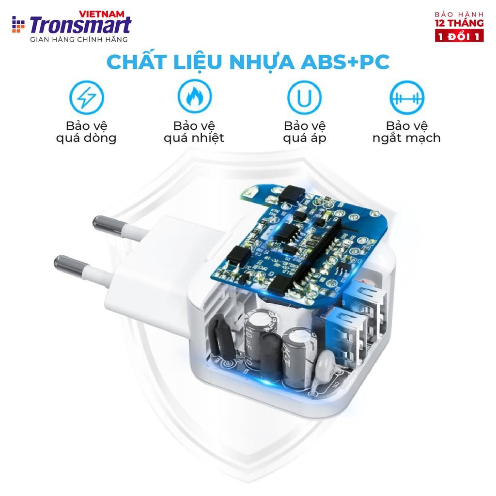 Củ sạc 2 cổng USB Tronsmart W02 công nghệ VoliQ 12W dòng 2.4A - Hàng chính hãng