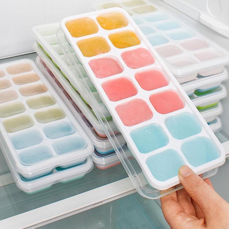 Khuôn làm đá ANAEAT 14 ngăn bằng silicon kèm nắp đậy trong suốt tiện lợi