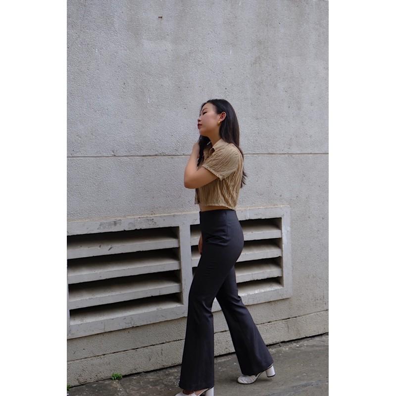 OLALASTUDIO Áo sơ mi tay ngắn cách điệu - Ace Brown Shirt