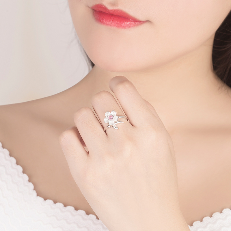 Nhẫn nữ thời trang Hoa Anh Đào nhụy hồng xinh xắn N44