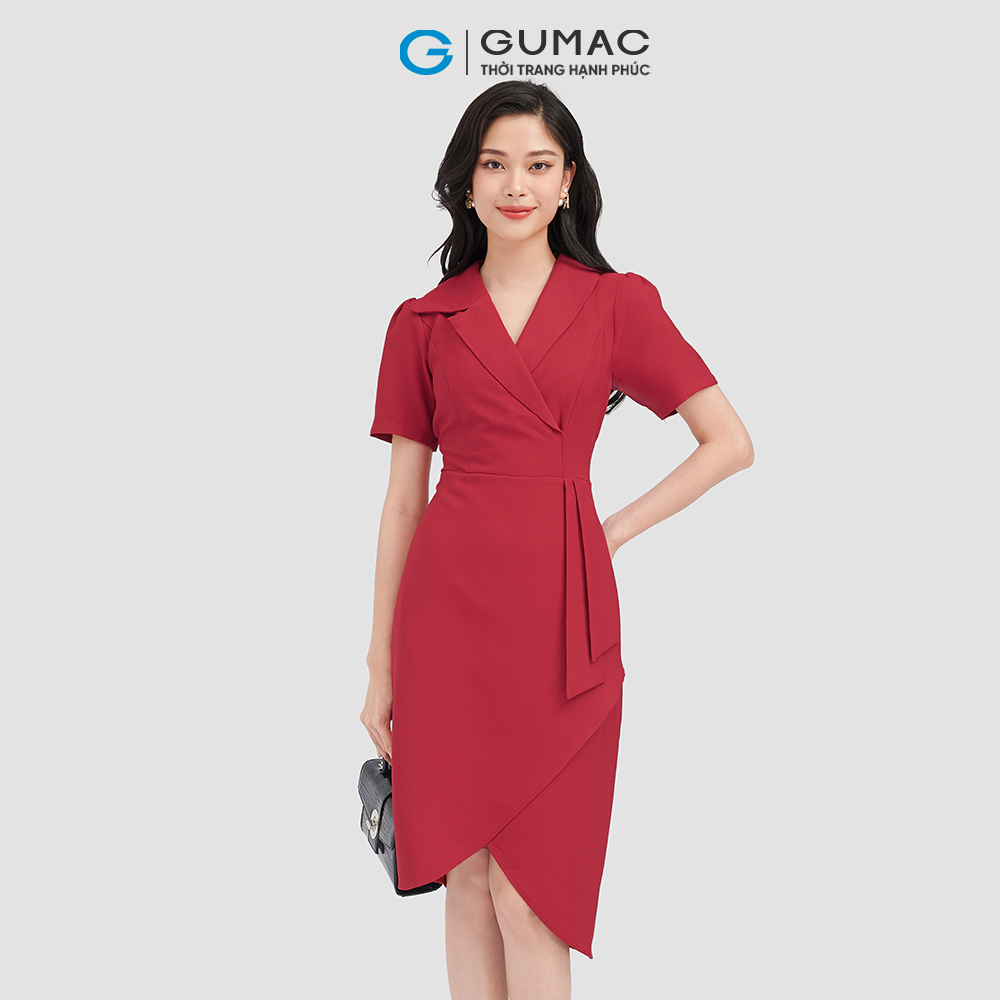 Đầm body GUMAC DC08099 đầm body tulip cổ giả vest