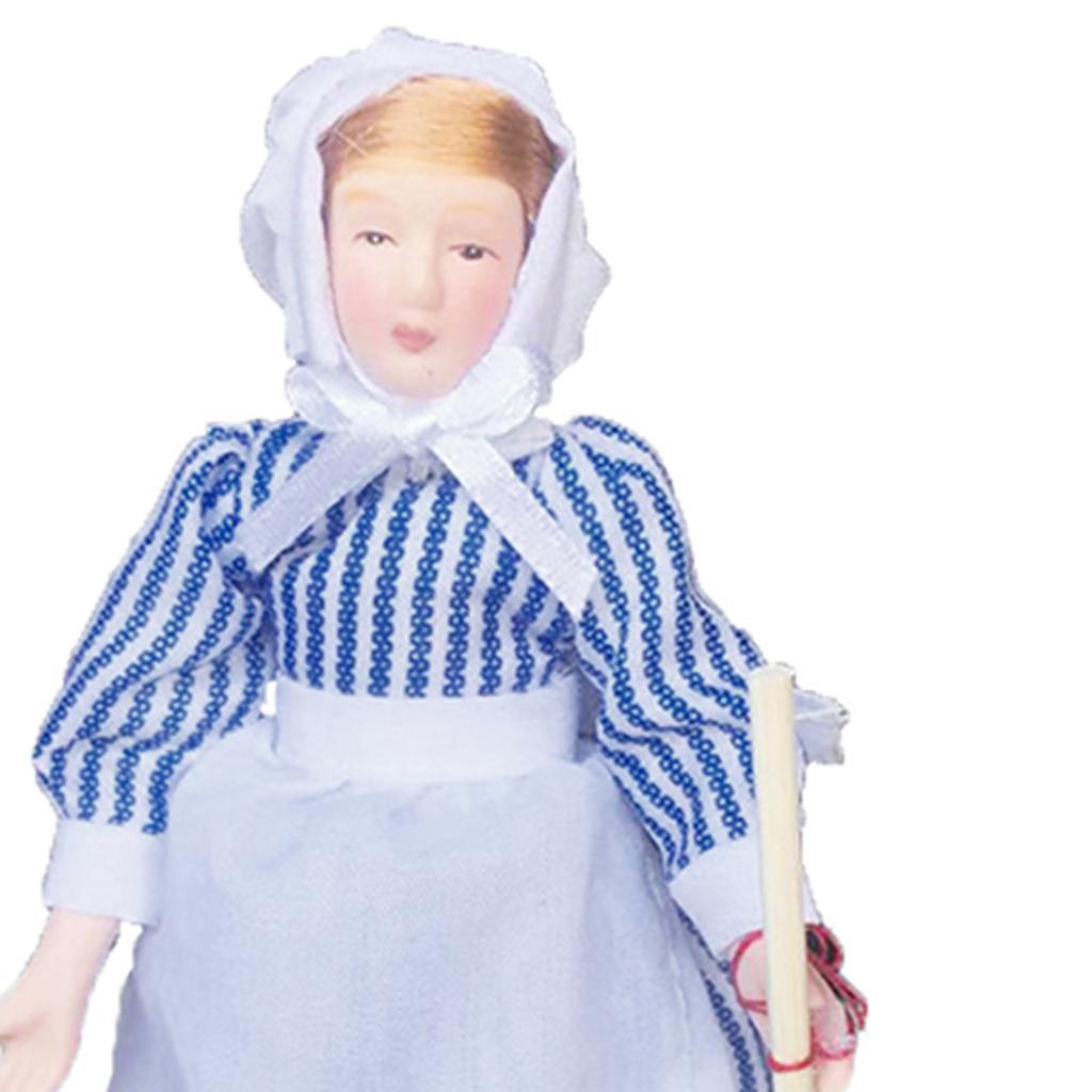 2x 1/12 Dollhouse Miniature Porcelain Doll Model Little Beautiful Girl Boys