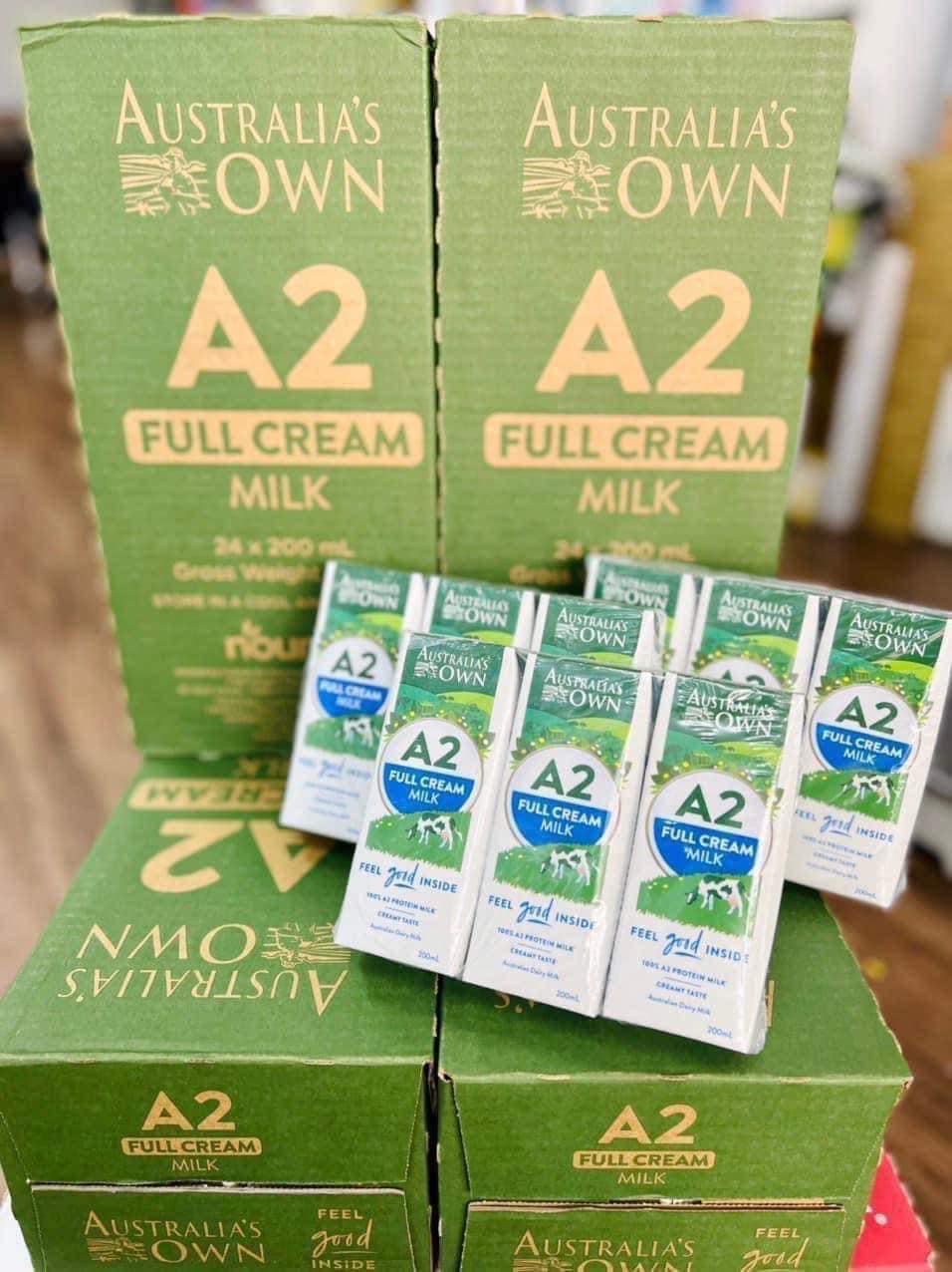 Thùng 24 Hộp Sữa Tươi Nguyên Kem A2 ÚC Australia's Own 200ml
