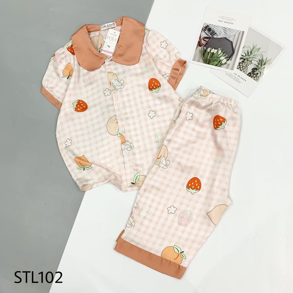 Bộ lụa Pijama satin lửng lụa cao cấp