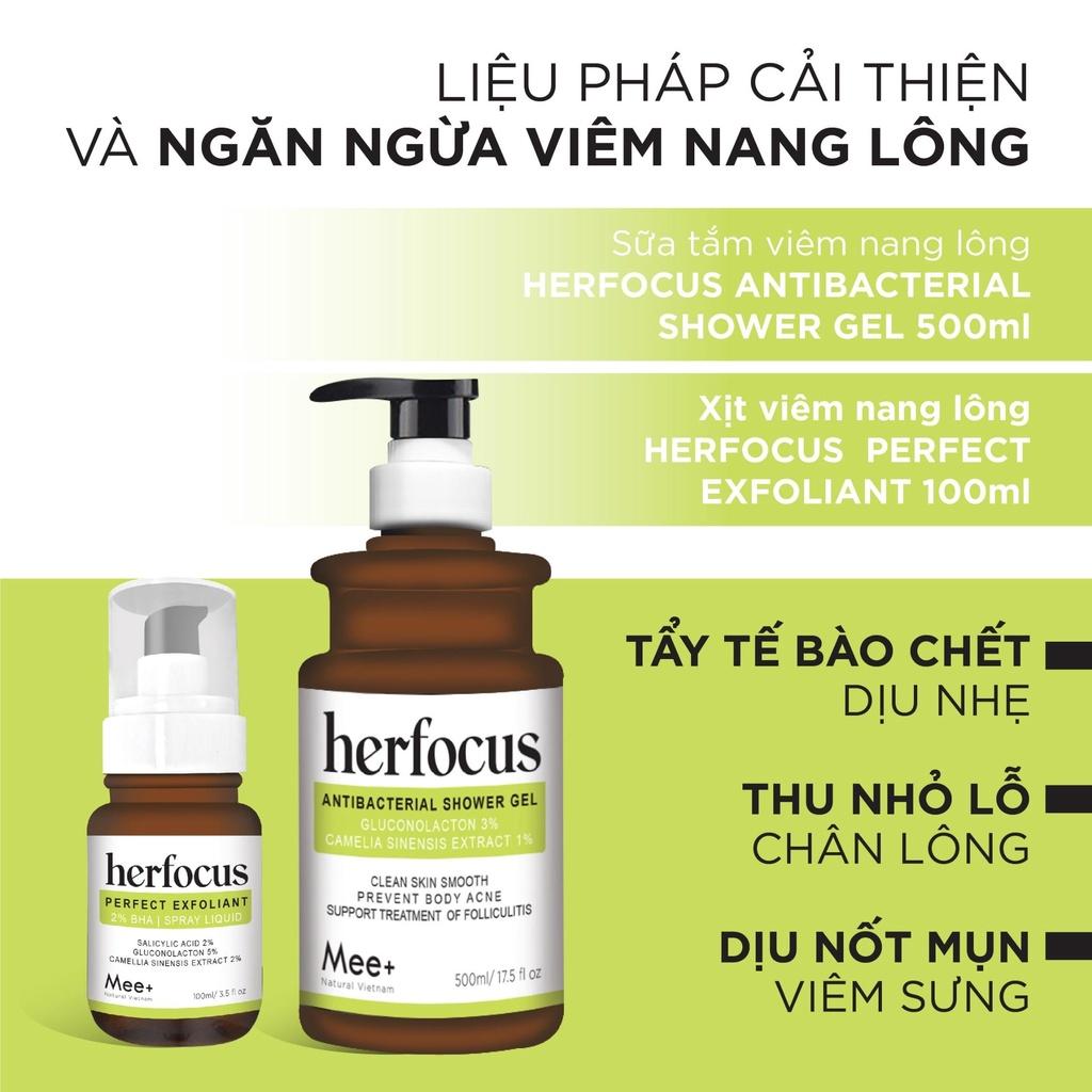 Viêm Nang Lông, Viêm Lỗ Chân Lông Herfocus Mee Natural - Xịt Viêm Nang Lông 2% BHA 100ml