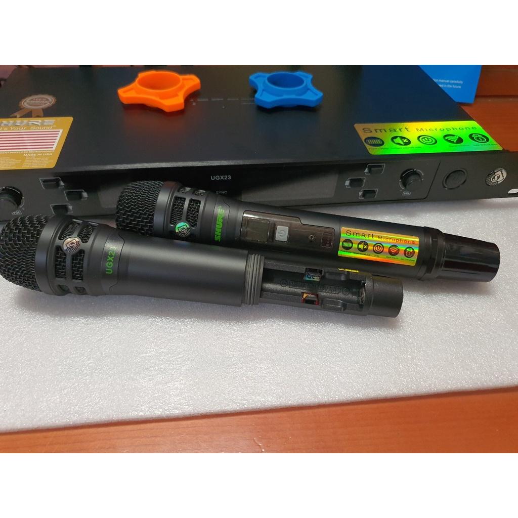 Micro không dây karaoke SH.U.RE UGX23, 4 râu bắt sóng cực khỏe , tự ngắt , chống hú tốt - hàng chuẩn loại 1