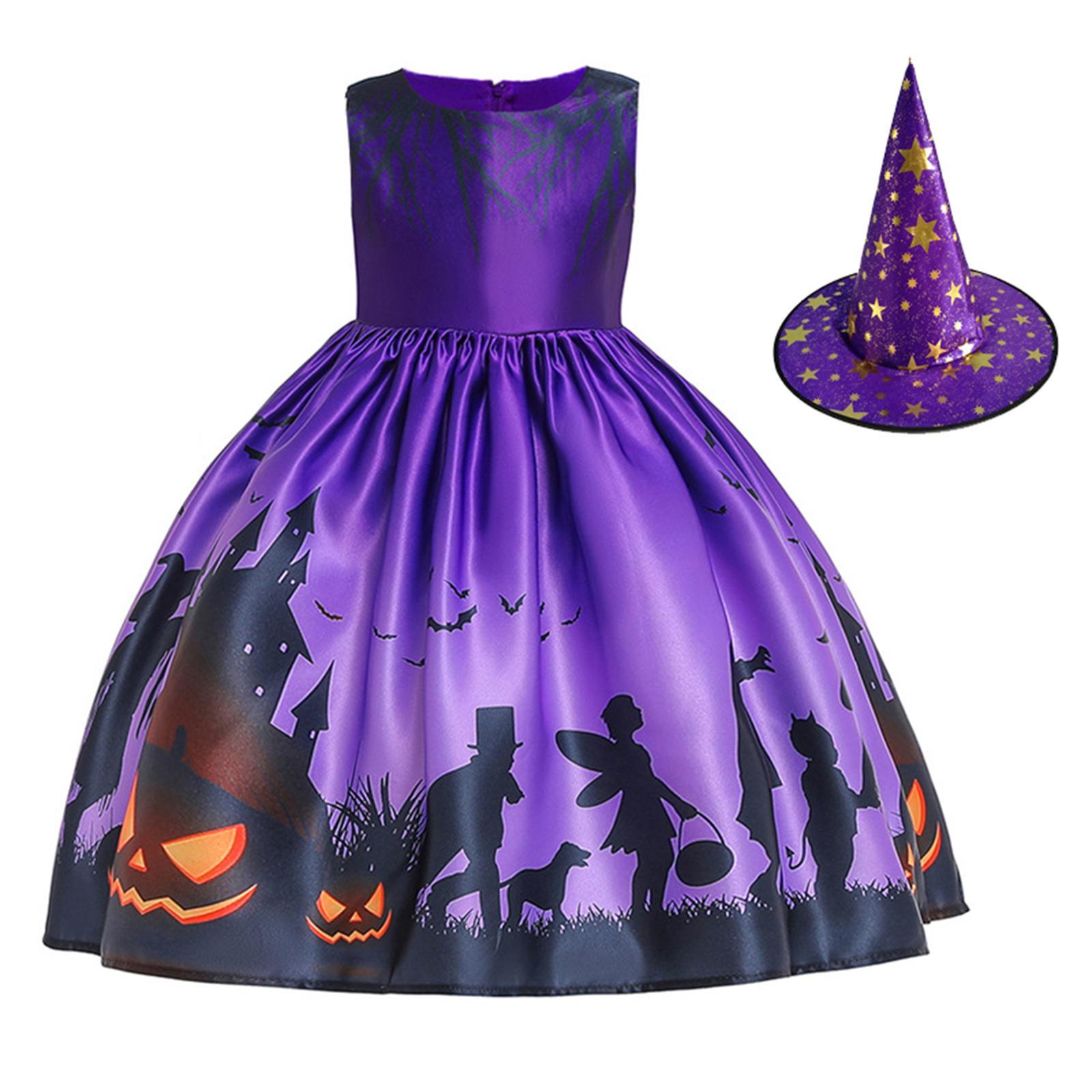 Girl Halloween Costume Dress Fancy Dress up Witch Dress for Girls Outfit