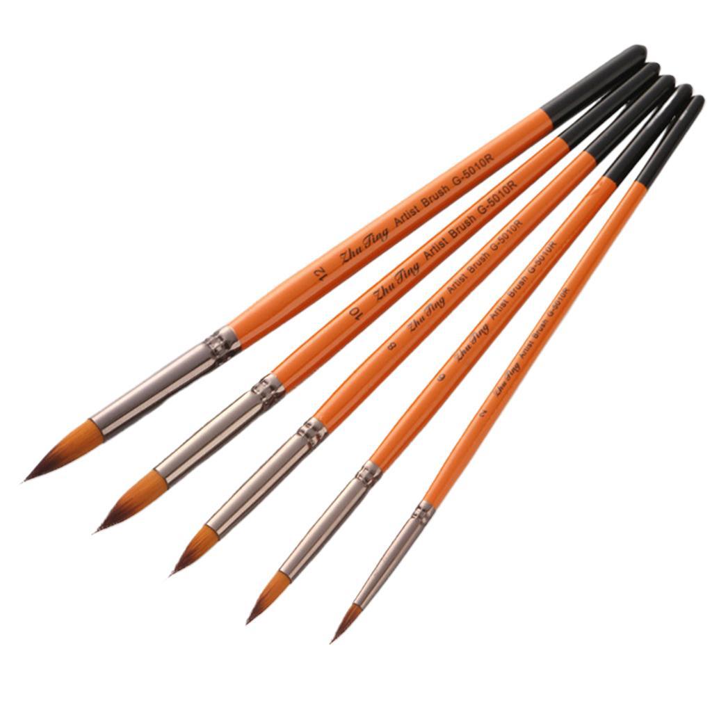 5Pc Wooden Nylon  Brush for Watercolor