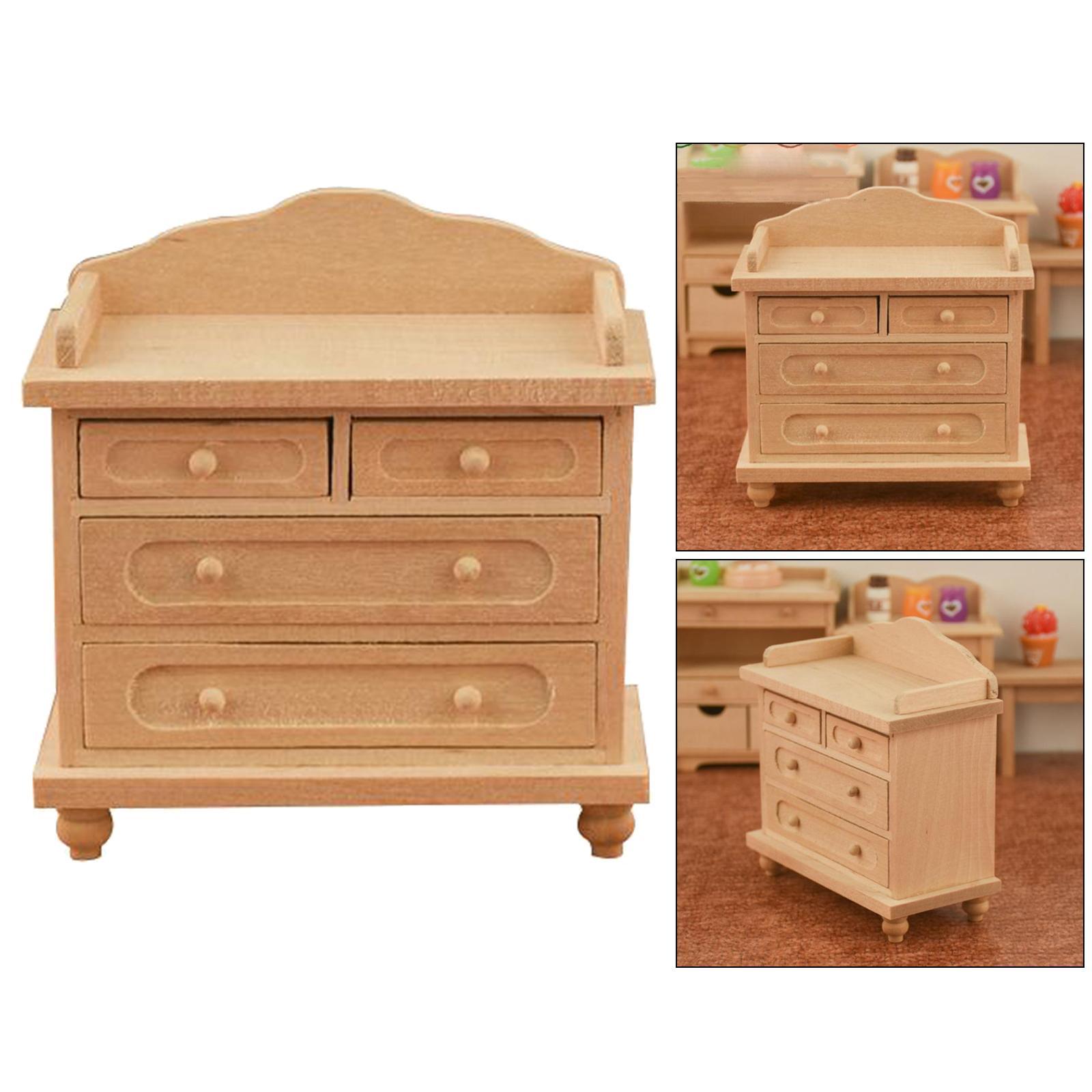 1/12 Dolls House Modern Handmade Wood Nightstand Cabinet Furniture Accessory