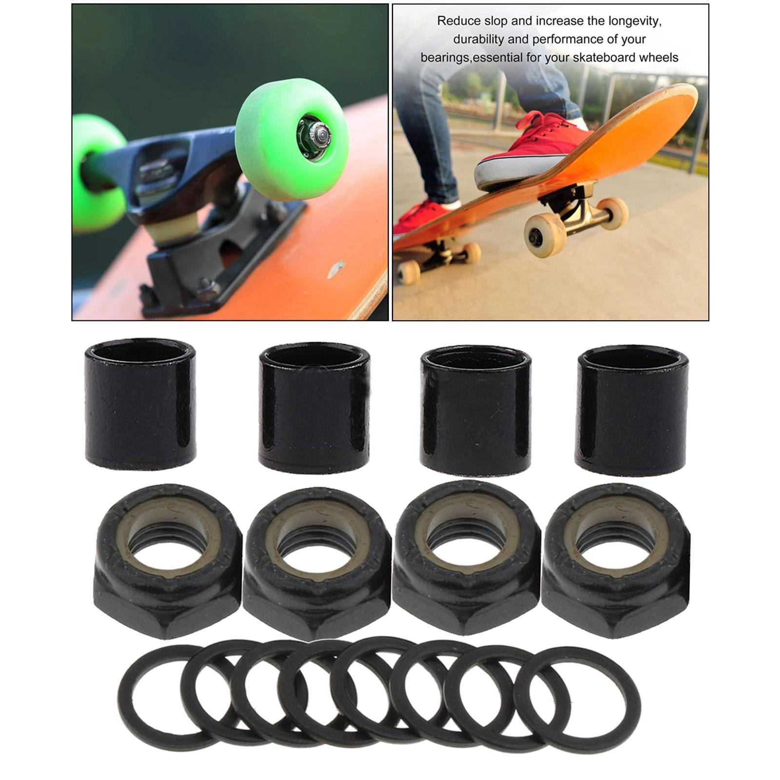 2X Skateboard Truck Axle Washers Spacers Nuts Longboard Rebuild Hardware Black