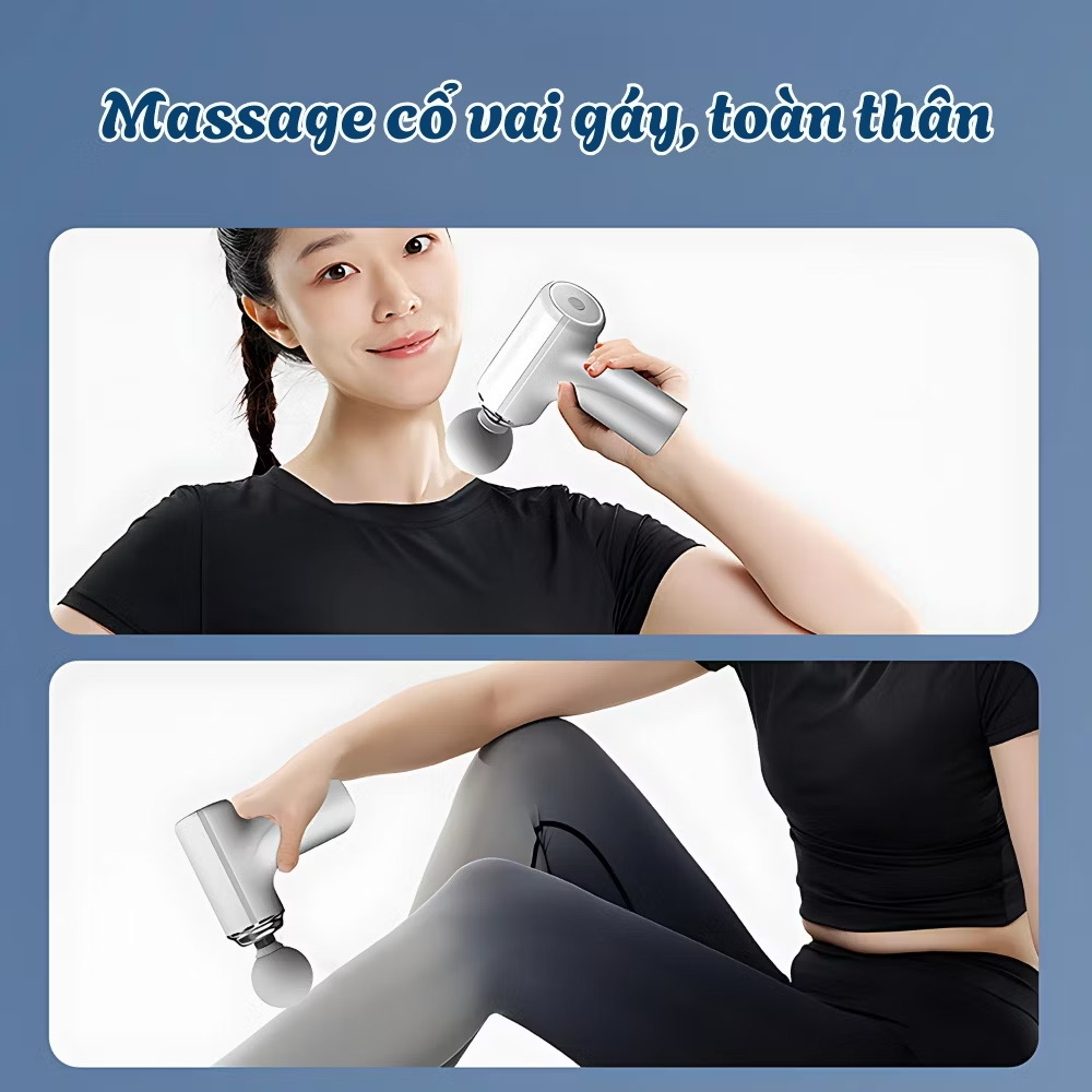 Máy Massage Cầm Tay Mini Cao Cấp - Công Nghệ AI Cảm Biến Lực Nhấn Giúp Giảm Đau Mỏi, Giãn Cơ Sau Tập Luyện