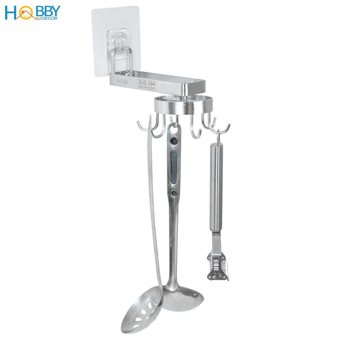 Giá móc treo muỗng vá đa năng xoay tròn inox 304 Hobby home decor MX6S