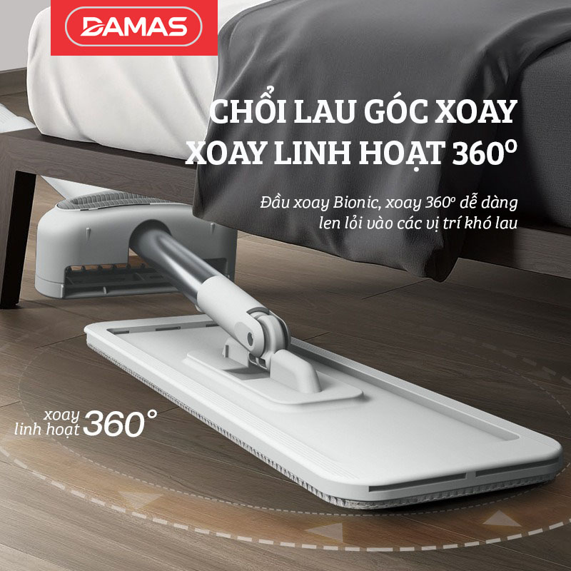 Cây lau nhà tự vắt thông minh tự gấp gọn , chổi lau xoay 360 độ dễ dàng len lỏi vào các vị trí khó lau -  Thiết kế nhỏ gọn, tiện dụng, tiết kiệm không gian khi cất giữ, có thể dựng đứng độc lập mà không cần đến thanh kẹp tường - DAMAS Pro M232