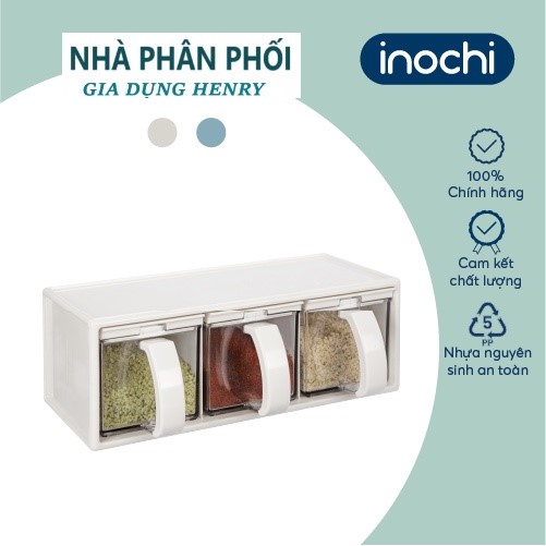 Bộ 3 hộp đựng gia vị nhà bếp Cao Cấp Yoko chuẩn Nhật Bản thông minh Kháng Khuẩn (Tặng kèm Sticker)- INOCHI