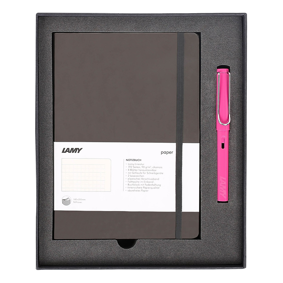 Lamy Notebook A5 Softcover Umbra + Lamy Safari Pink - GSNSa0021