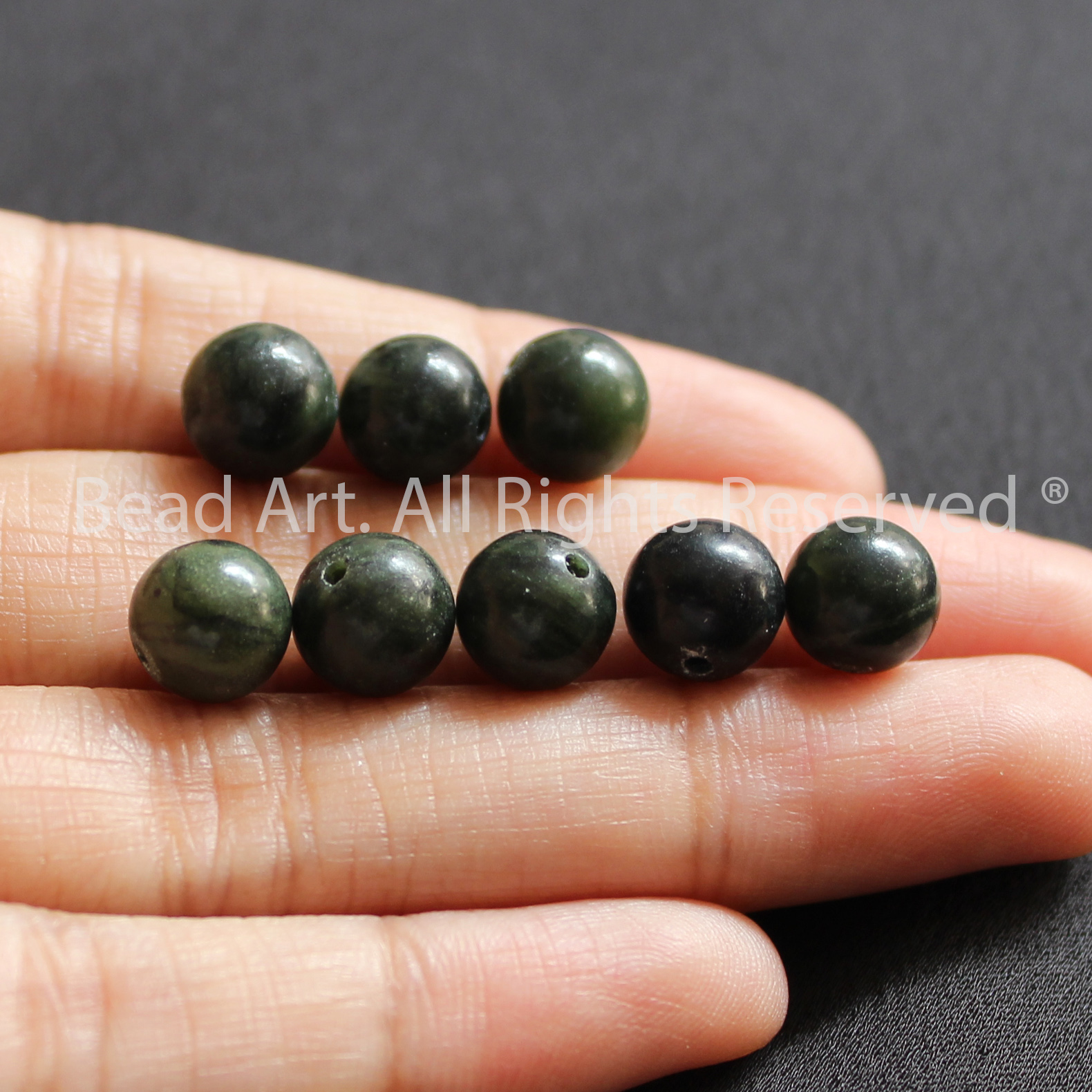 [1-2 Hạt] 8MM Indian Matte Agate Xanh Lá Tự Nhiên, Hoả, Mộc, Đá Phối Vòng Tay Phong Thuỷ, Chuỗi Hạt - Bead Art