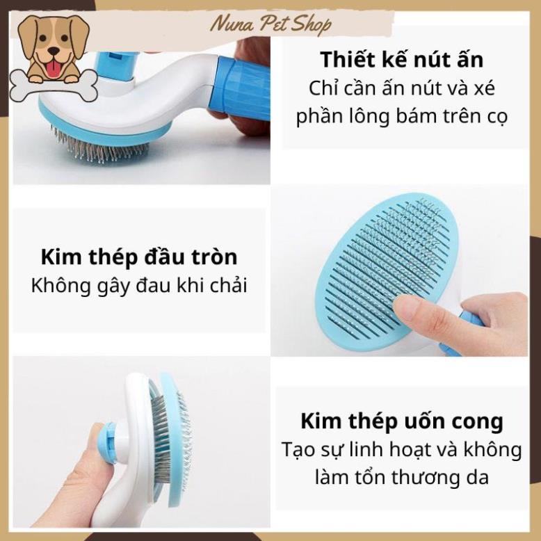 Lược chải lông có nút bấm nhả lông cho thú cưng (Lược chải lông, gỡ rối lông cho chó mèo)