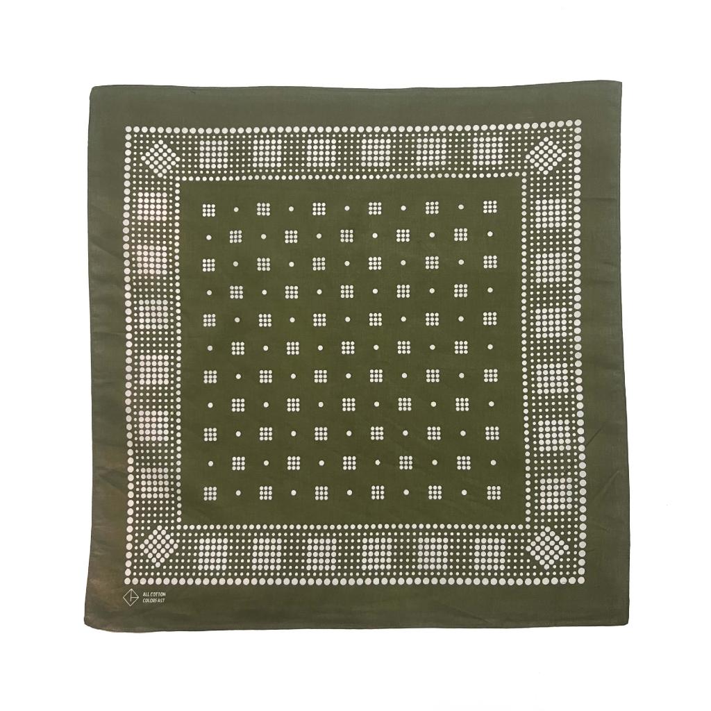 Khăn bandana cotton màu xanh lá cây họa tiết Vintage cao cấp