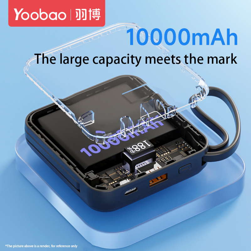 Sạc Dự Phòng Yoobao 10000mAh Sạc Nhanh Tích Hợp Dây Sạc Type-C & IPH, Màn Hình Hiện Phần Trăm Pin YOOBAO LK10 - HÀNG NHẬP KHẨU