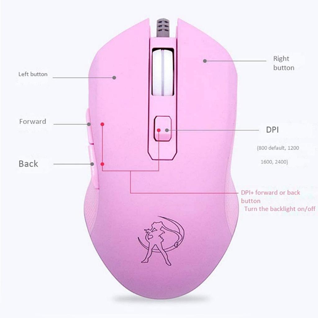 Wired Gaming Mouse 7 Colors LED Backlit, Ergonomic 6 Button Mouse 1600 DPI for Windows PC