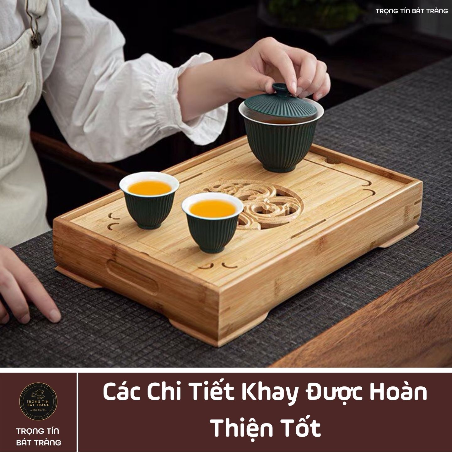 KT 12 Khay Trà Tre Cao Cấp Chữ Nhật Nhỏ