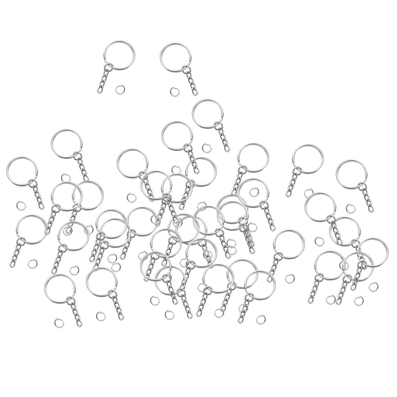 100x Split Key Chain  with Chain Decoration 25mm Holiday Metal Key Rings