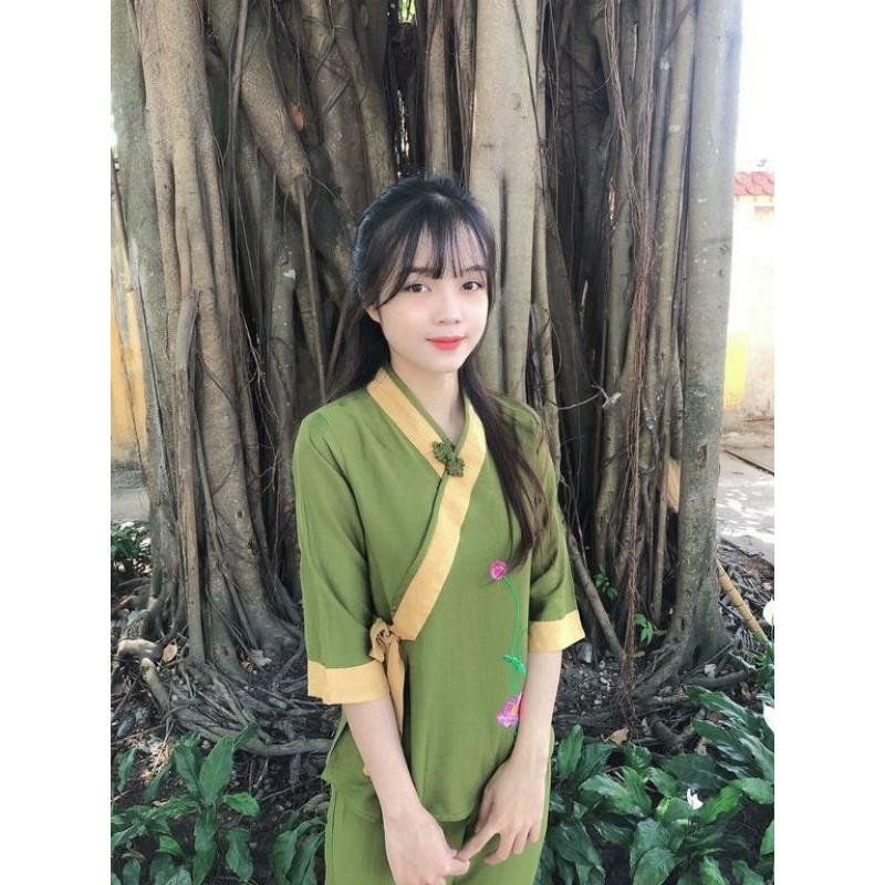 Đồ bộ đi chùa#phối sen vải tơ cao cấp