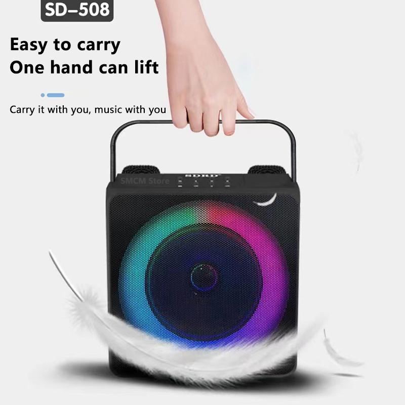 SD508 Karaoke Gia Đình Loa Bluetooth Di Động Micro Không Dây Kép Truyền Hình Trực Tiếp Đài FM Thẻ TF Loa Siêu Trầm USB Trung Tâm Âm Nhạc Âm Thanh Color: Gold