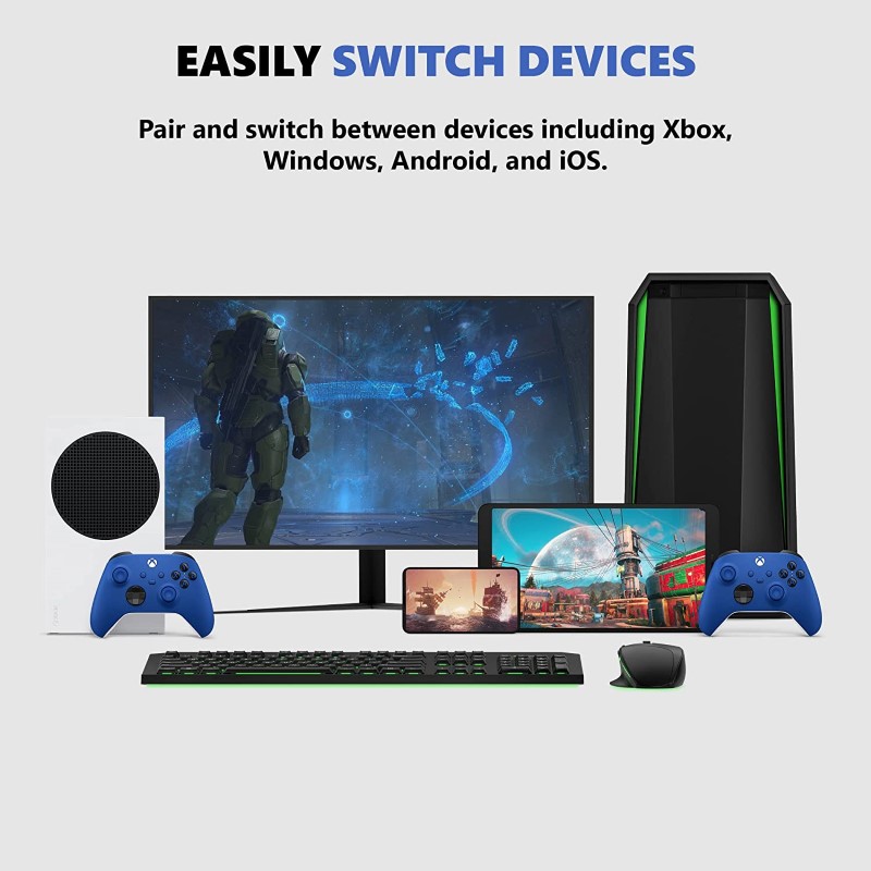 Gamepad Không dây Bluetooth Xbox One X Blue - cho máy tính, laptop, smartphone, máy tính bảng, máy game