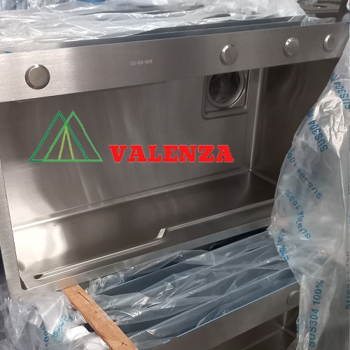 Chậu rửa chén bát Valenza 1 hố lớn 78x46cm inox304 chuẩn 100% dày 3,5li, kèm bộ xả thoát nhanh chống hôi, khay inox rửa phụ-Hàng chính hãng