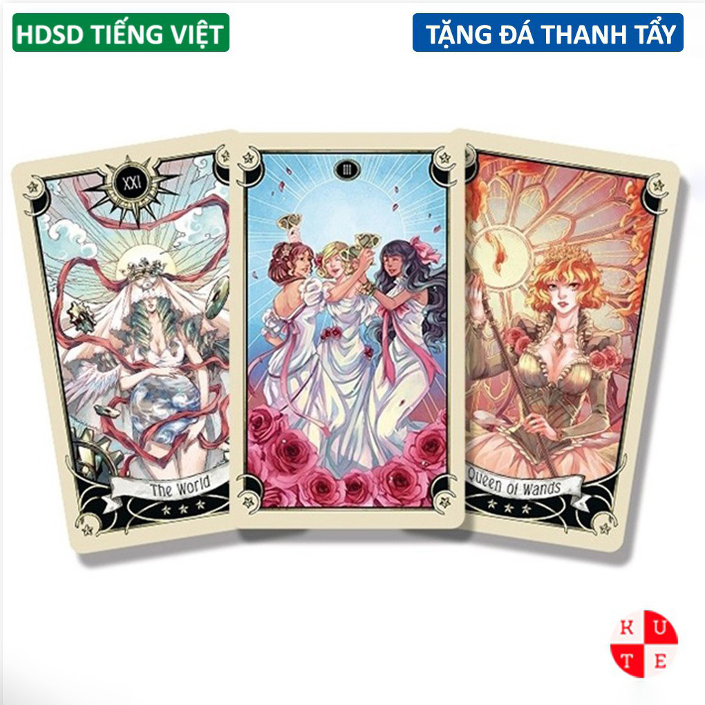 [Size Gốc] Bài Tarot Mystical Manga 78 Lá Size Gốc 7x11.7 Cm Tặng Link Hướng Dẫn Tiếng Việt Và Đá Thanh Tẩy