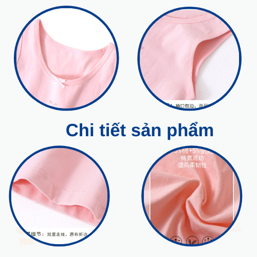 Set 3 áo sát nách bé gái size đại, áo ba lỗ cho bé gái 5 đến 14 tuổi nặng 15kg đến 45kg