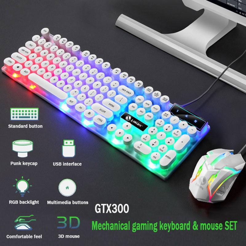 Bộ Bàn Phím Gaming Có Dây Kèm Chuột Có Đèn Led 7 Màu Phím Giả Cơ Led Siêu Đẹp Chuyên Chơi Game