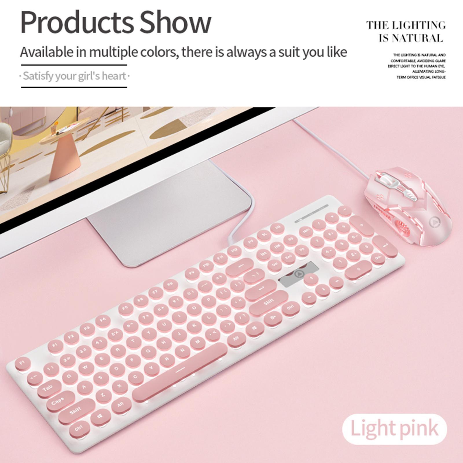 V8 Round Keycaps Gaming Wired Keyboard Mouse Illuminated, No Punch Design