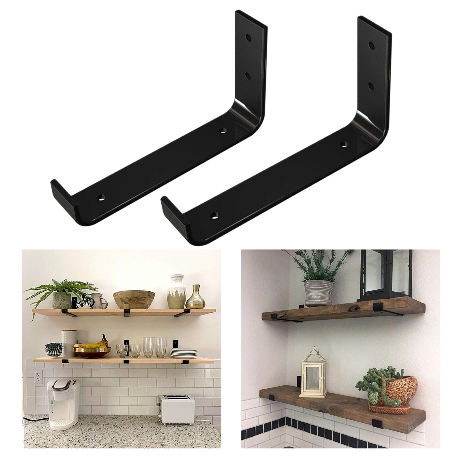 2x Shelf Bracket Rustic Metal with Screw Wall Mounted Heavy Duty 15cm