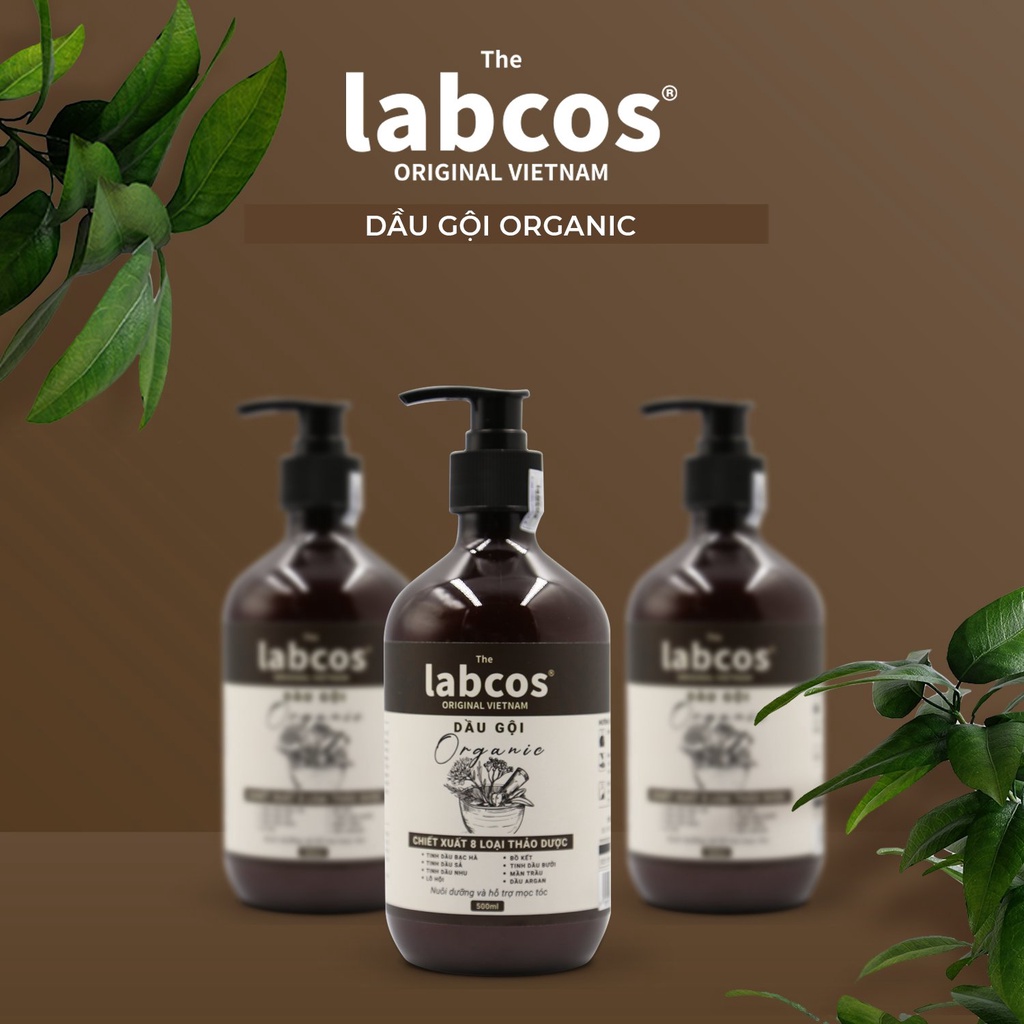Dầu Gội Organic The Labcos Original Chiết Xuât 8 Loại Thảo Mộc Ngăn Gãy Rụng Giúp Tóc Bóng Khỏe Sạch Gàu Chai 500ml