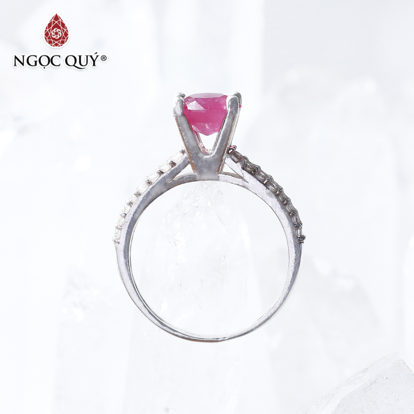 Nhẫn bạc nữ đá Ruby mệnh hỏa ,thổ - Ngọc Quý Gemstones