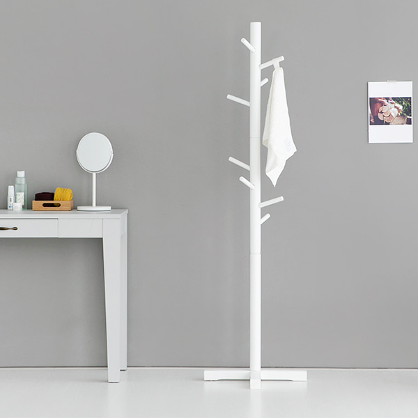 CÂY TREO QUẦN ÁO HÀN QUỐC GỖ LẮP RÁP- STANDING HANGER MÀU TRẮNG