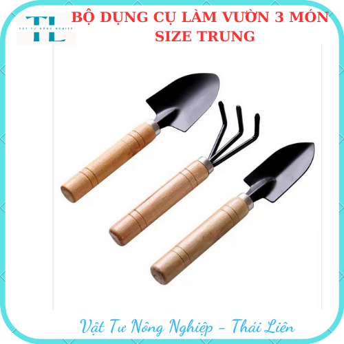 Bộ dụng cụ làm vườn 3 món size trung, Bộ dụng cụ 3 món tiện lợi, dễ sử dụng, chắc chắn phù hợp với làm vườn.