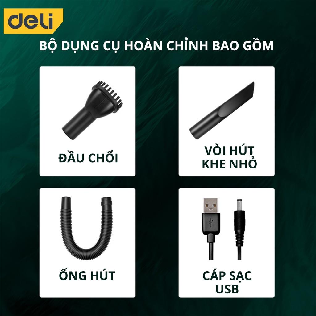 Máy Hút Bụi Cầm Tay Mini Không Dây Deli - Làm Sạch Cho Ô Tô, Đồ Dùng Trong Gia Đình - Nhỏ Gọn, Dễ Sử Dụng - Hàng Chính Hãng DL8080 DL8081