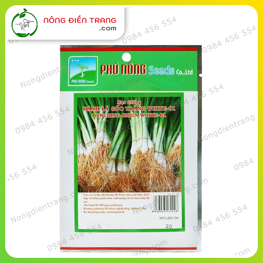 Hạt Giống Hành Lá Gốc Trắng Phú Nông - Gói 2g - Nảy Mầm Nhanh Sinh Trưởng Mạnh - VTNN Nông Điền Trang