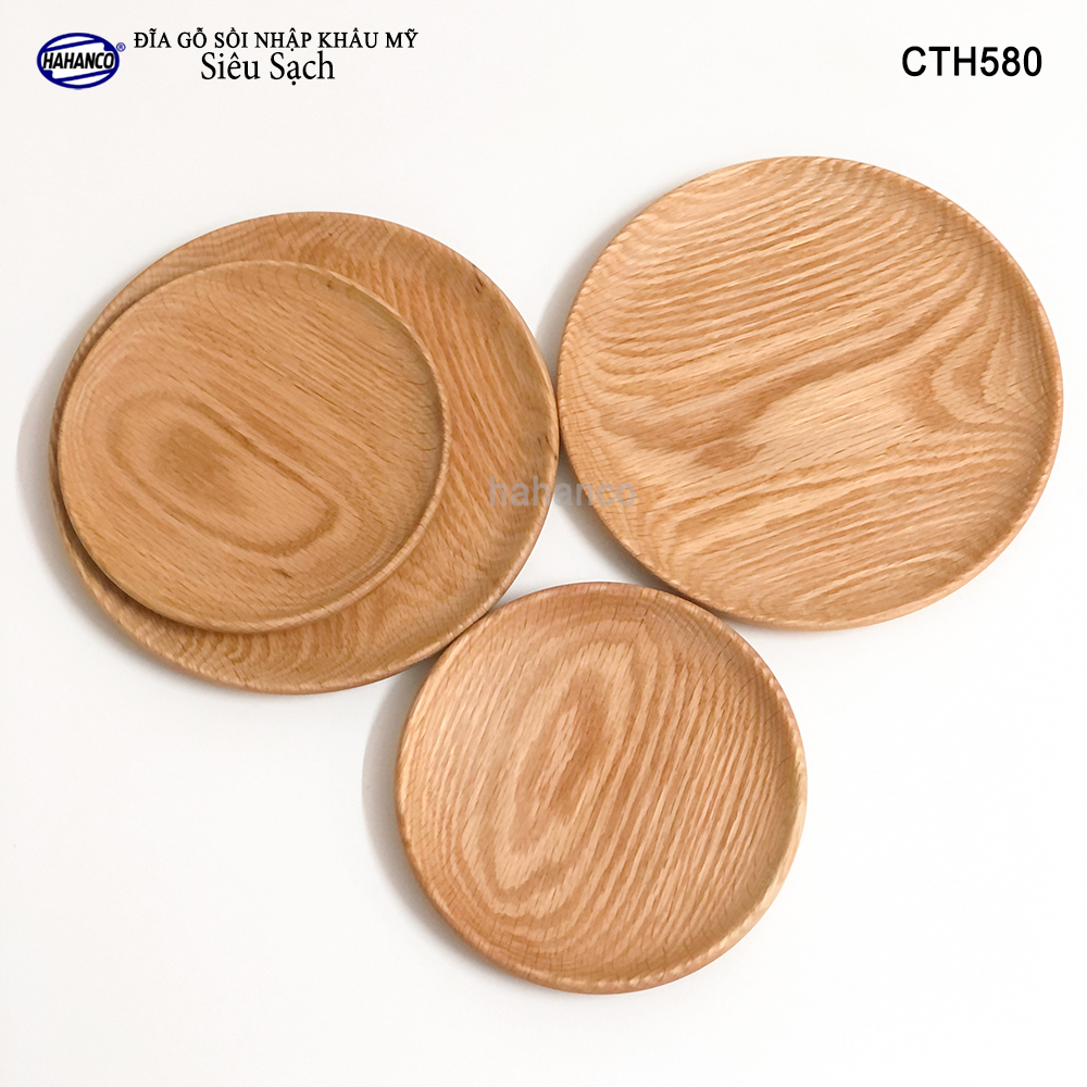 Đĩa gỗ Sồi nhập khẩu Mỹ nguyên khối CTH580 - hàng Xuất Khẩu Châu Âu - đĩa bánh mì/trái cây/ bít tết/ pizza/ phụ kiện chụp ảnh, bày món ăn trong nhà hàng - Sang trọng trên bàn ăn - HAHANCO