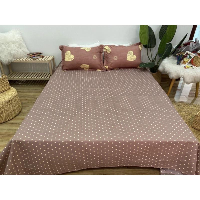 Bộ chăn ga cotton poly trần bông, nằm êm mềm mát